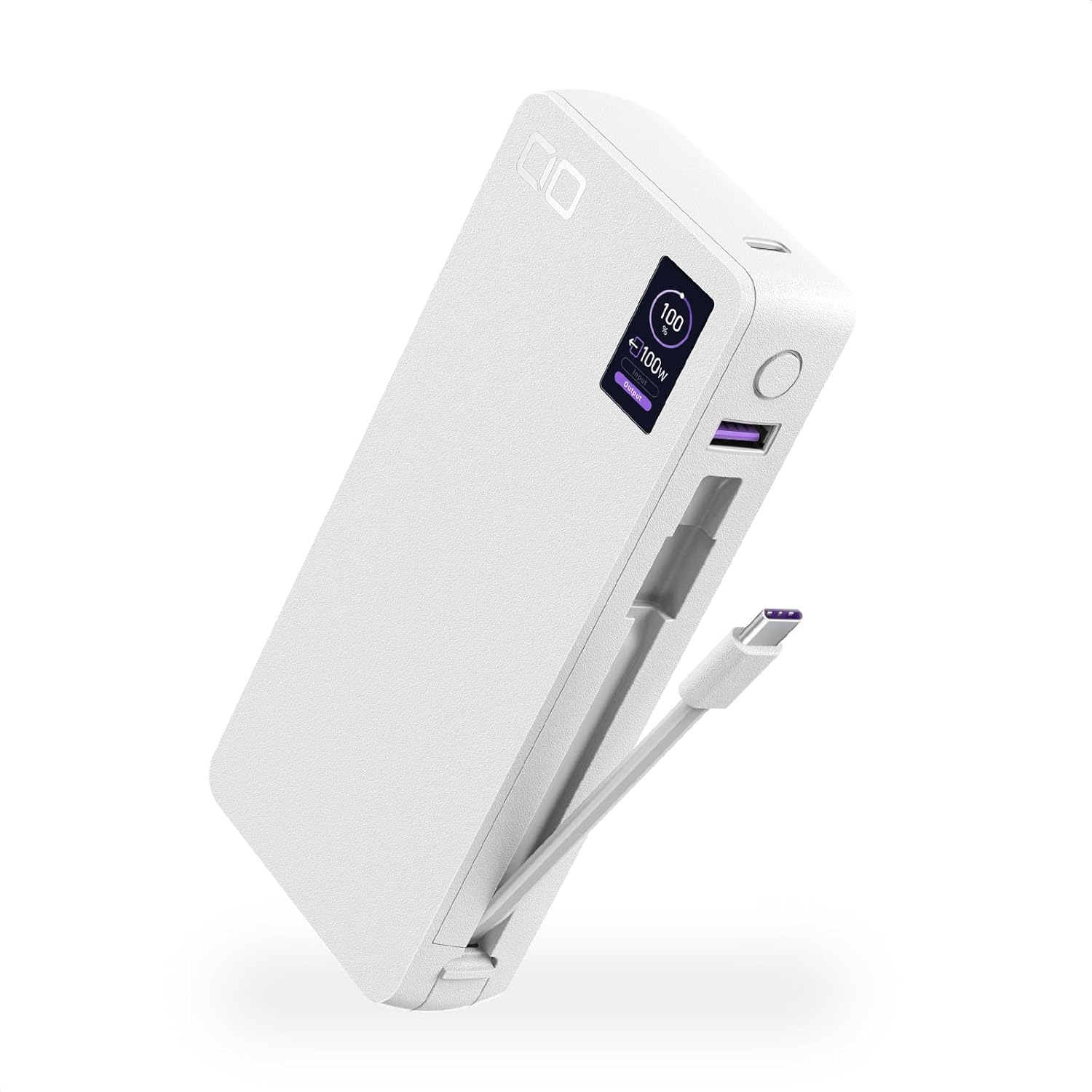 CIO Mobile Battery 100W Built-in Cable High Capacity 20000mAh Detachable Cable PD High Output Featuring CIOs Proprietary Technology NovaIntelligence NovaSafety2.0, Mobile Battery for Laptops