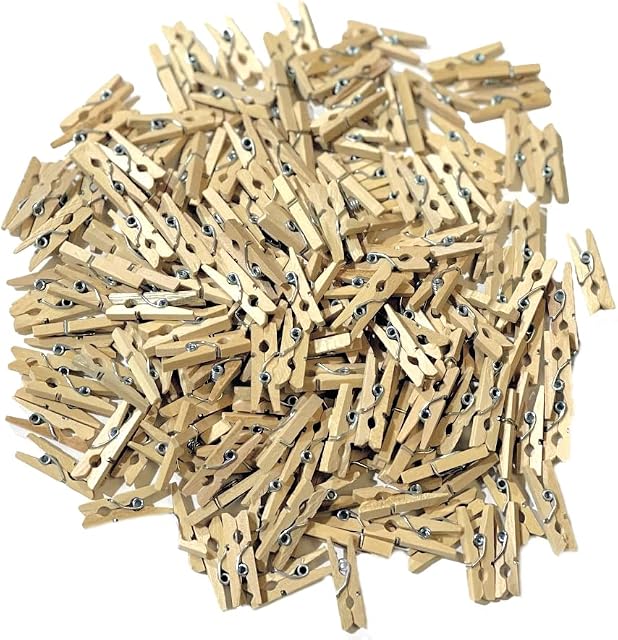 Kids B Crafty 100 Mini Pegs, Mini Pegs for Photos, Mini Wooden Pegs, Small Wooden Pegs, Craft Pegs, 25mm