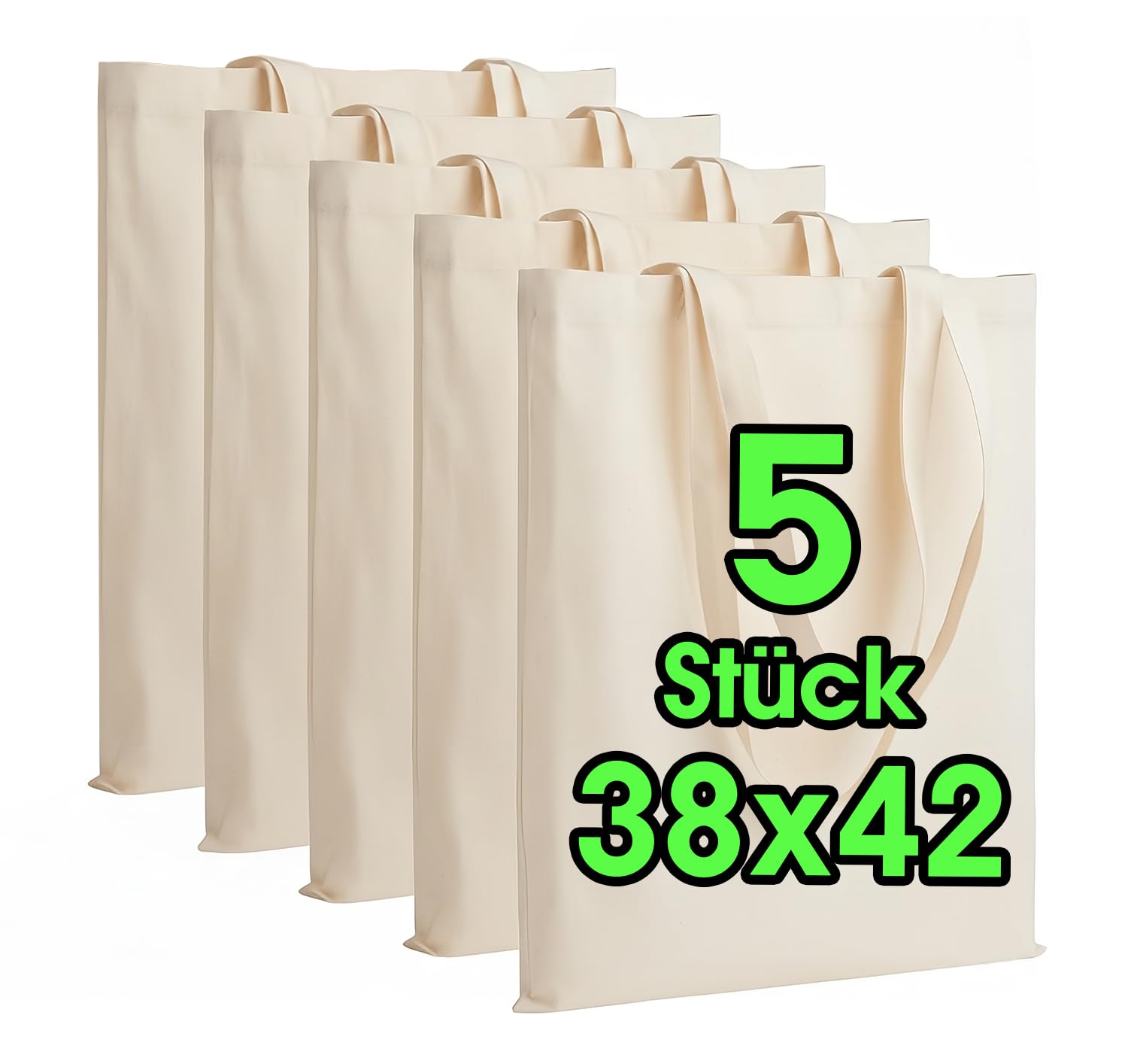 Sacs en Coton Non imprimés 38 x 42 cm ÖKO-TEX® Lot de 5