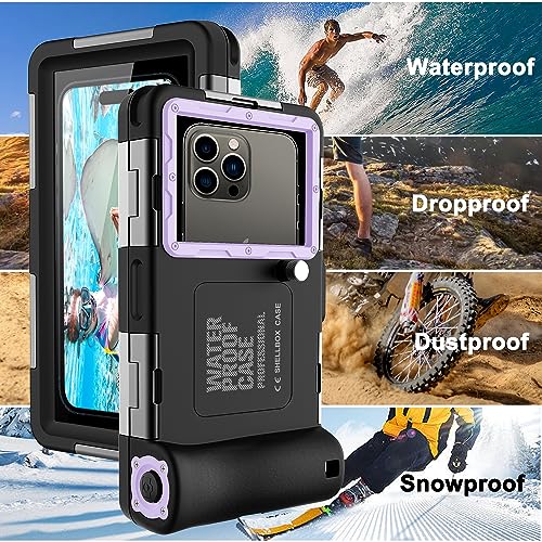 Image of Underwater Diving Phone Case for Snorkeling,Professional 50FT /15M Waterproof for iPhone 17 /16 /15 /14 /13 /Pro Max Samsung Galaxy S25 /24 /23 /22 /Ultra /Plus Universal Photo Video Scuba Housing Purple Black | for iPhone 17 /16 /15 /14 /13 /Pro Max Samsung Galaxy S26 /S25 /24 /23 /22 /Ultra /Plus