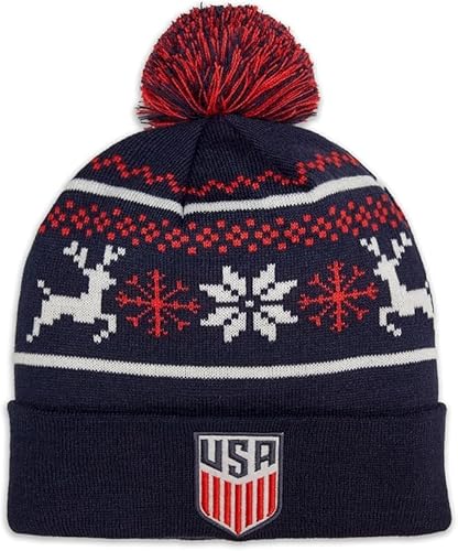 Icon Sports U.S. Soccer USMNT Soccer Beanie Men Size - Navy w/Logo Snowflake Pattern
