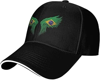 Brazil Brazilian Flag Wings Sandwich Baseball Cap, Classic Truck Driver Cap, Adjustable Dad Cap, Men's and Women's Sports Caps Sun Hats Curved Visor Casquette Black