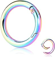 Vista 29 de Paquete de 12 mosquetones redondos de metal surtidos, anillos en O de resorte con gatillo de 3/4 de pulgada, ganchos de clip de resorte a presión