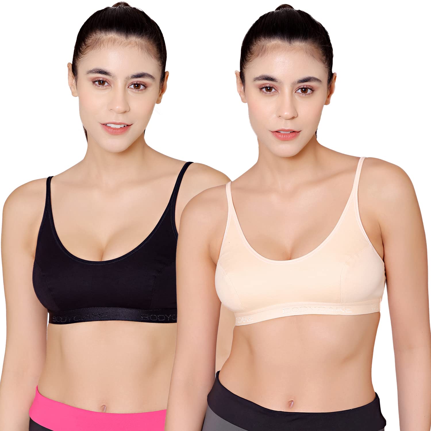 Women's Cotton Spandex Pack Of 2 Sports Bra - E1608BS