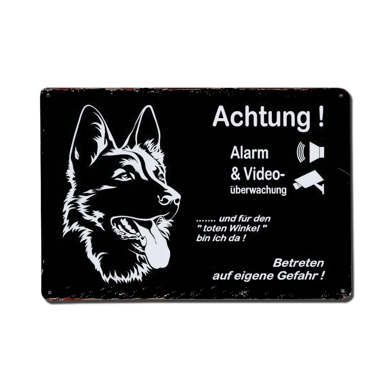Dog Alarm Video Surveillance Warning Sign Retro Metal Tin Sign, Vintage Decor Art Poster for Bar, Home, Man Cave, Kitchen, Laundry Room Gift 8x12Inch