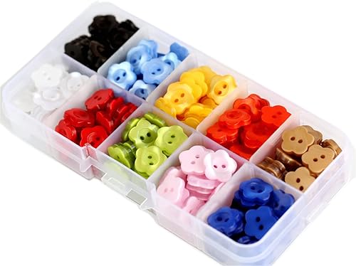 GANSSIA 280 botones de 12 pulgada (0.492in) en forma de flor de 10 colores para coser camisas, botones de resina, proyectos de manualidades, álbumes