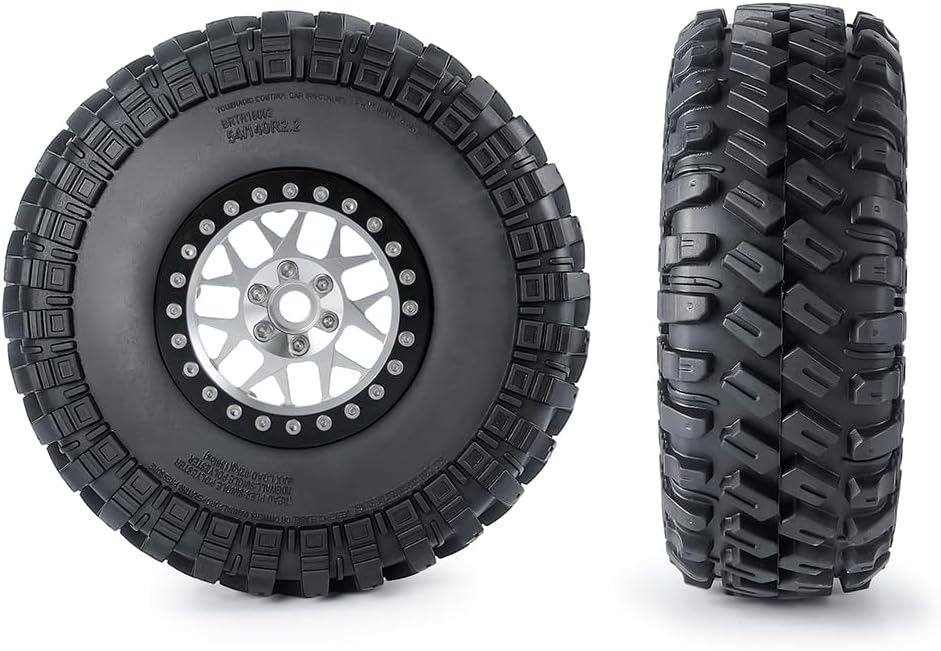 4PCS RC Tires 2.2inch RC Rubber Tyre Set 140mm/5.51inch with Foam Insert for 1/10 RC Crawler Axial SCX10 AX10 Wraith D90