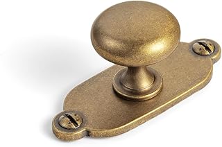 Goo-Ki Antique Brass Zinc Alloy Cabinet Knob with Backplate - Single Hol...