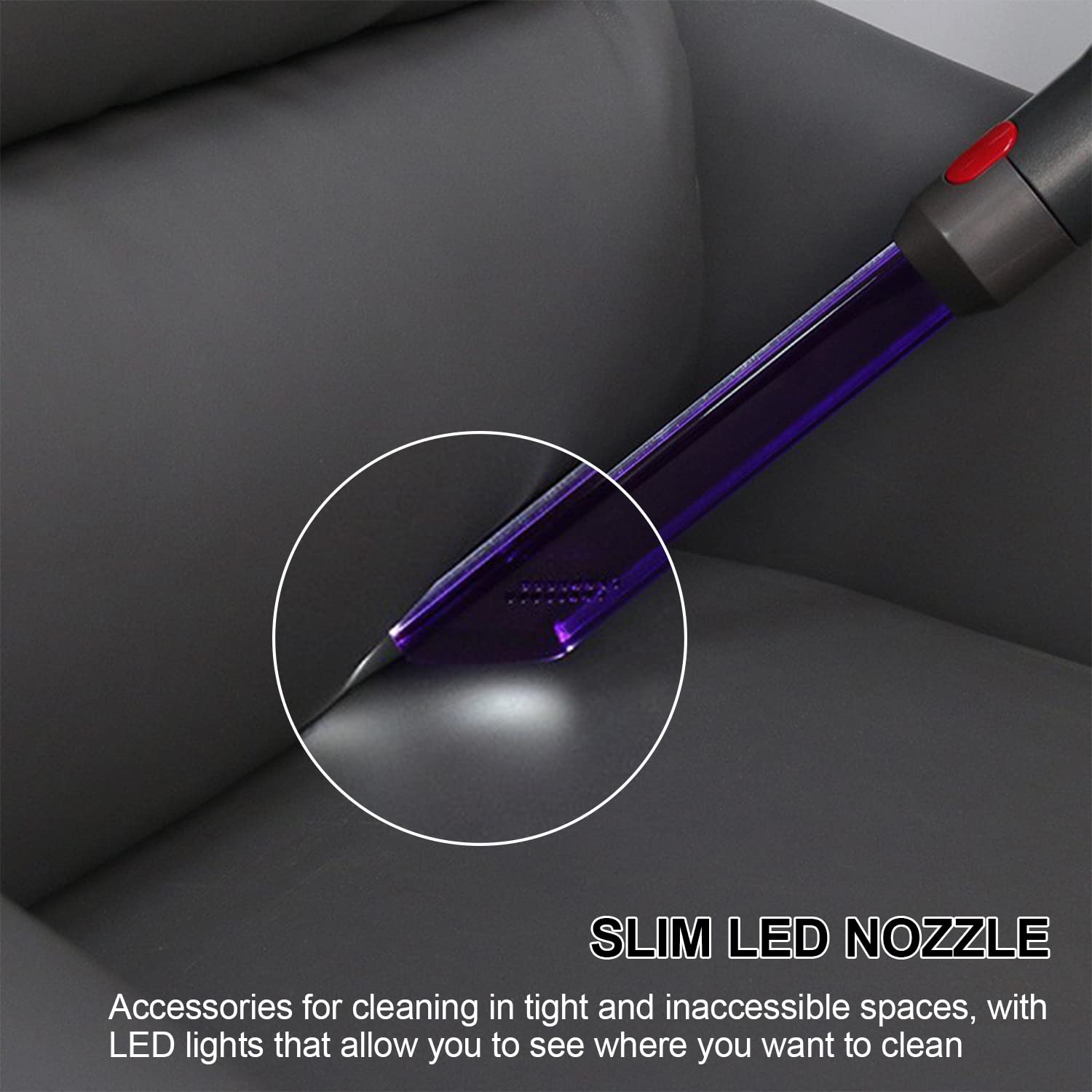Fessura Ugello Luce Tubo LED per Dyson V7 V8 V10 V11 V15 Aspirapolvere, Accessorio per Dyson Aspira, Accessorio di Ricambio per Testa di Aspirazione, Illuminare la Polvere in Spazi Ristretti