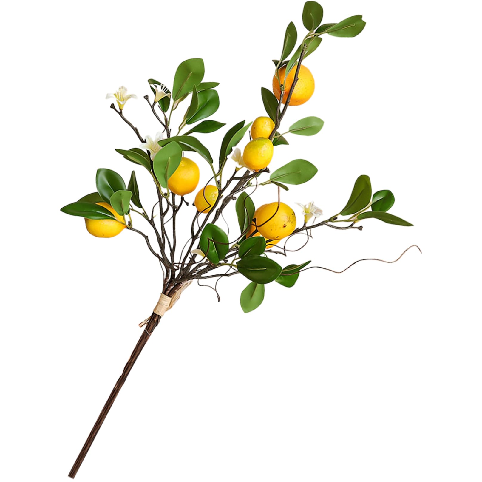 Vase plante citronnier vive artificielle feuilles tiges vertes