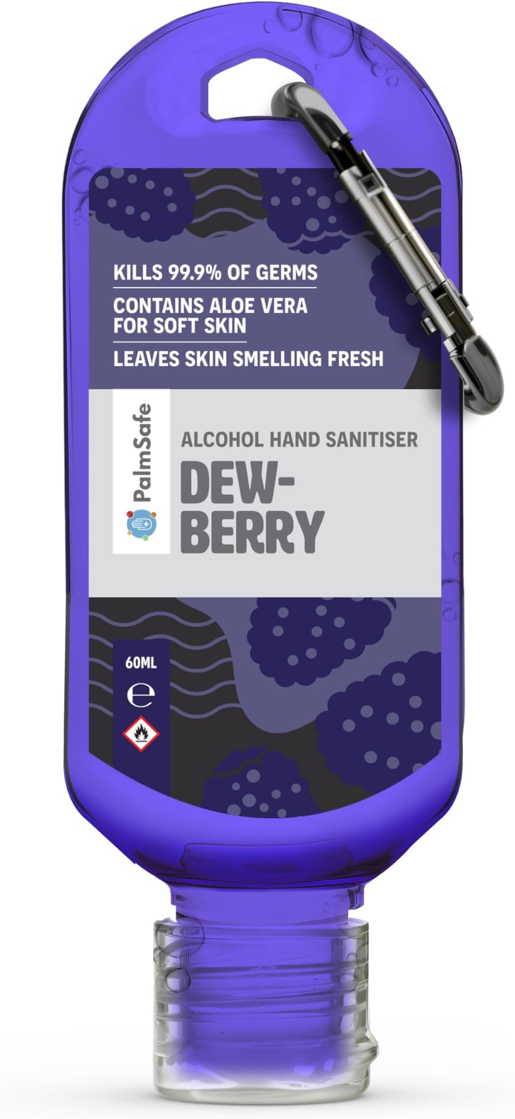 Palm Safe Dewberry Alcohol Hand Sanitiser 60 ml Clip Bottles