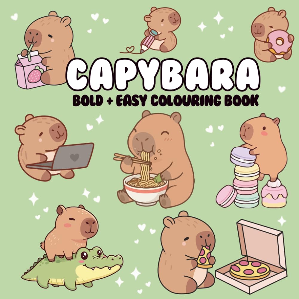 Capybara Coloring Book for Kids: Cute & Cozy Capybara Coloring Pages