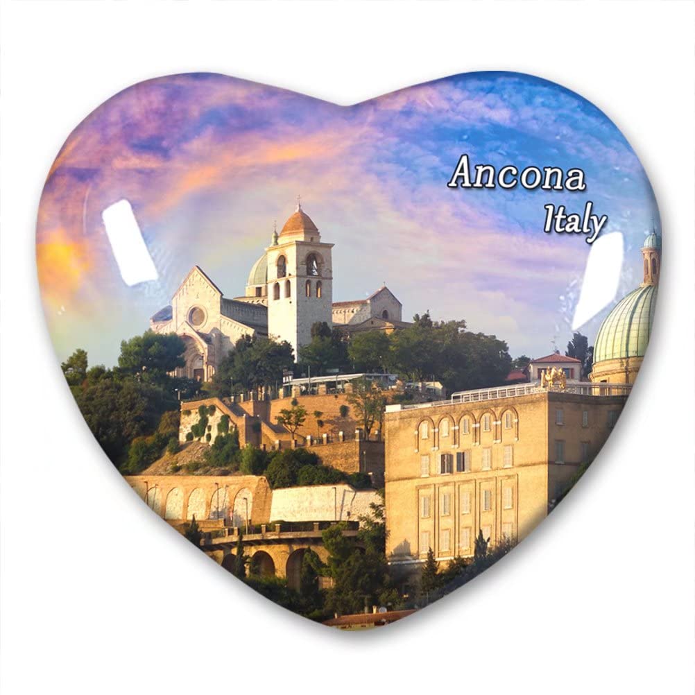 Nd Italy-Ax2241 Italy Ancona Fridge Magnet Refrigerator Stickers Collection Decorative Magnet Travel Souvenir Heart-Shaped Crystal Glass