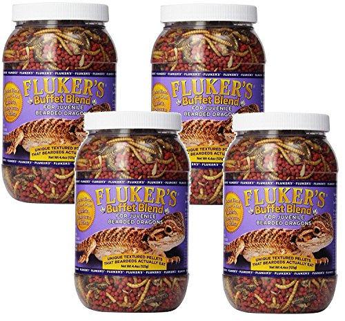 Fluker's Buffet Blend Food for Juvenile Bearded Dragons 4.4 Ounce Jars (4 Pack)