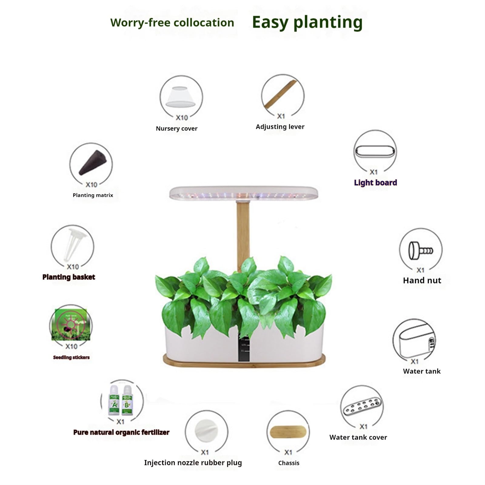 Lámpara de Cultivo, Sistema de Cultivo hidropónico for jardín de Interior, Kit de germinación de Plantas con 10 cápsulas y luz LED for Cultivo