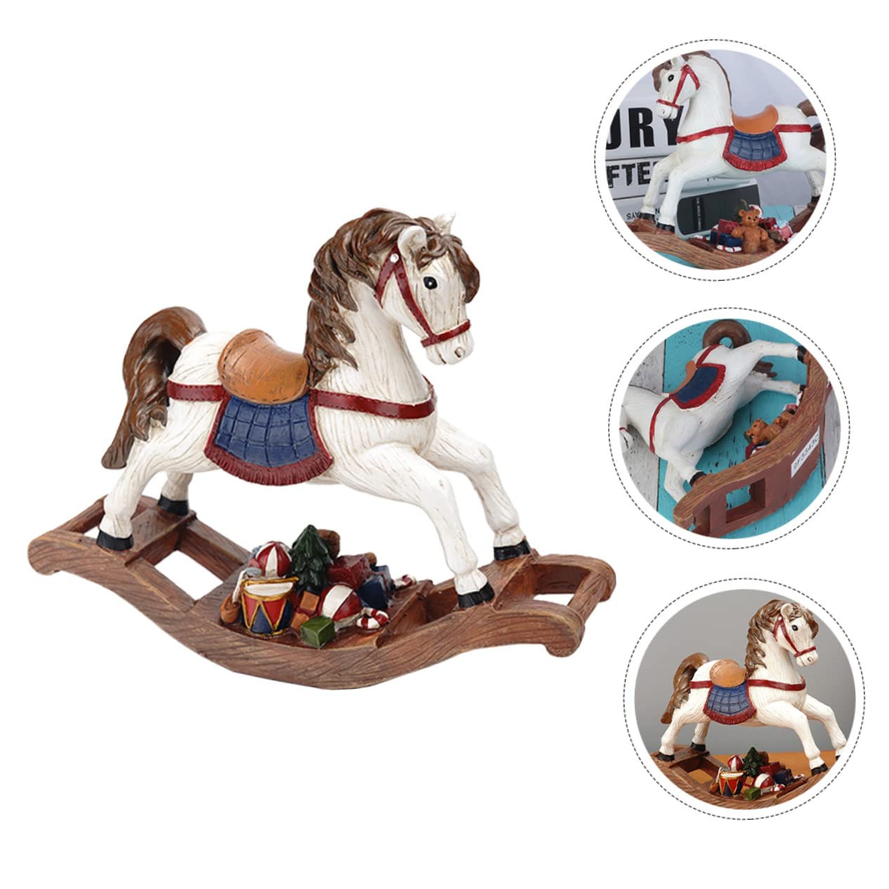 Resin Schaukelpferd Weihnachtsschmuck Tischdeko für Weihnachten Lustiges Hobbyhorse Ornament für Wohnzimmer und Schlafzimmer Weihnachtsdekoration für Zuhause