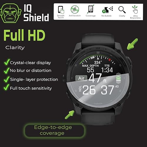Miniatura 5 de IQShield Paquete de 6 protectores de pantalla para Garmin Tactix 8/Fenix 8 (solar/amoled), Fenix E/Garmin Fenix 7X (solar/zafiro solar) 2.008 in,
