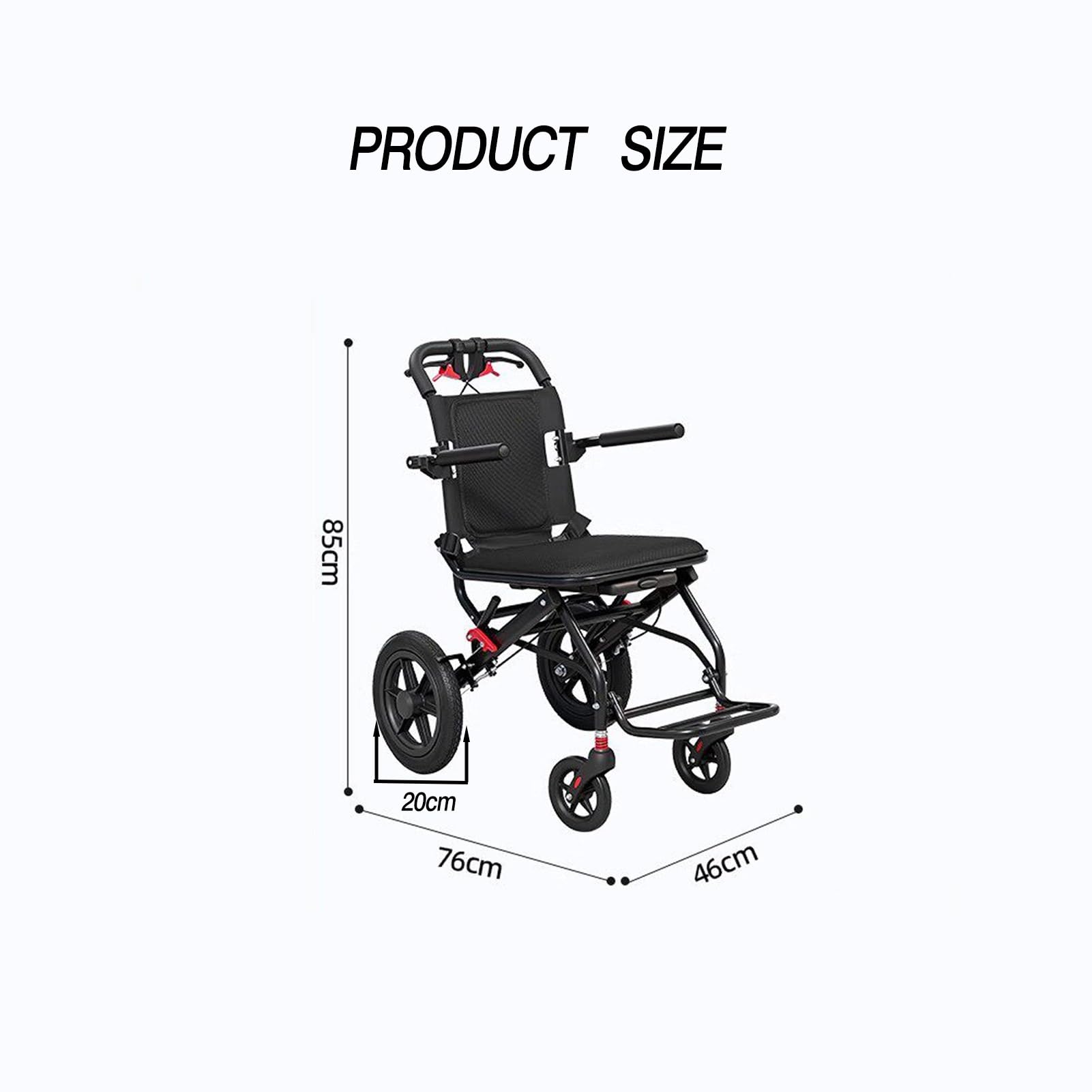 Przenośny wózek inwalidzki, składana konstrukcja, nośność 99 kg, nie wymaga montażu, lekki składany wózek inwalidzki z kółkami 20 cm