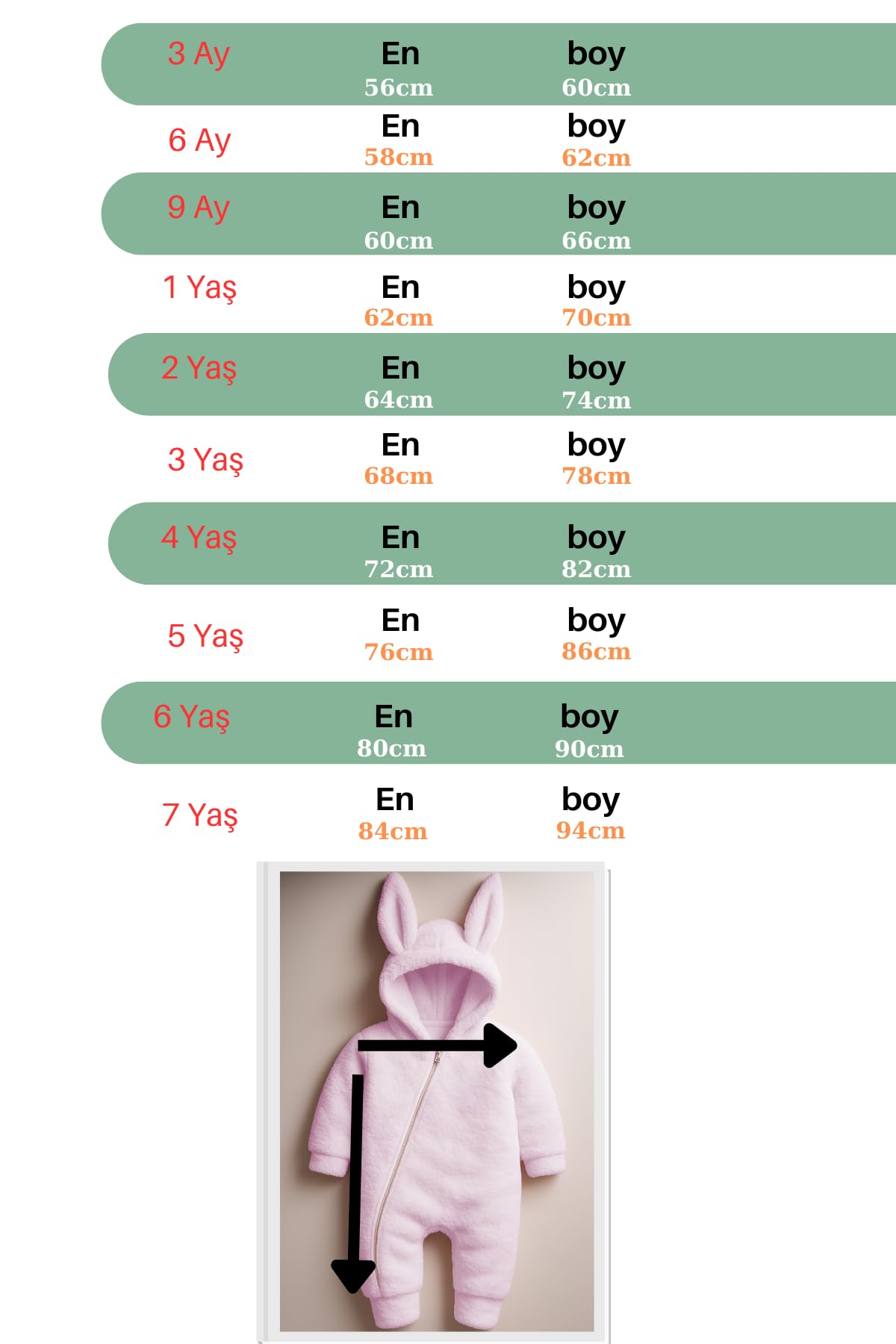 Kız Erkek Bebek Ve Çocuk Fermuarlı Peluş Tavşan Tulum (Pembe, 1 Yaş)