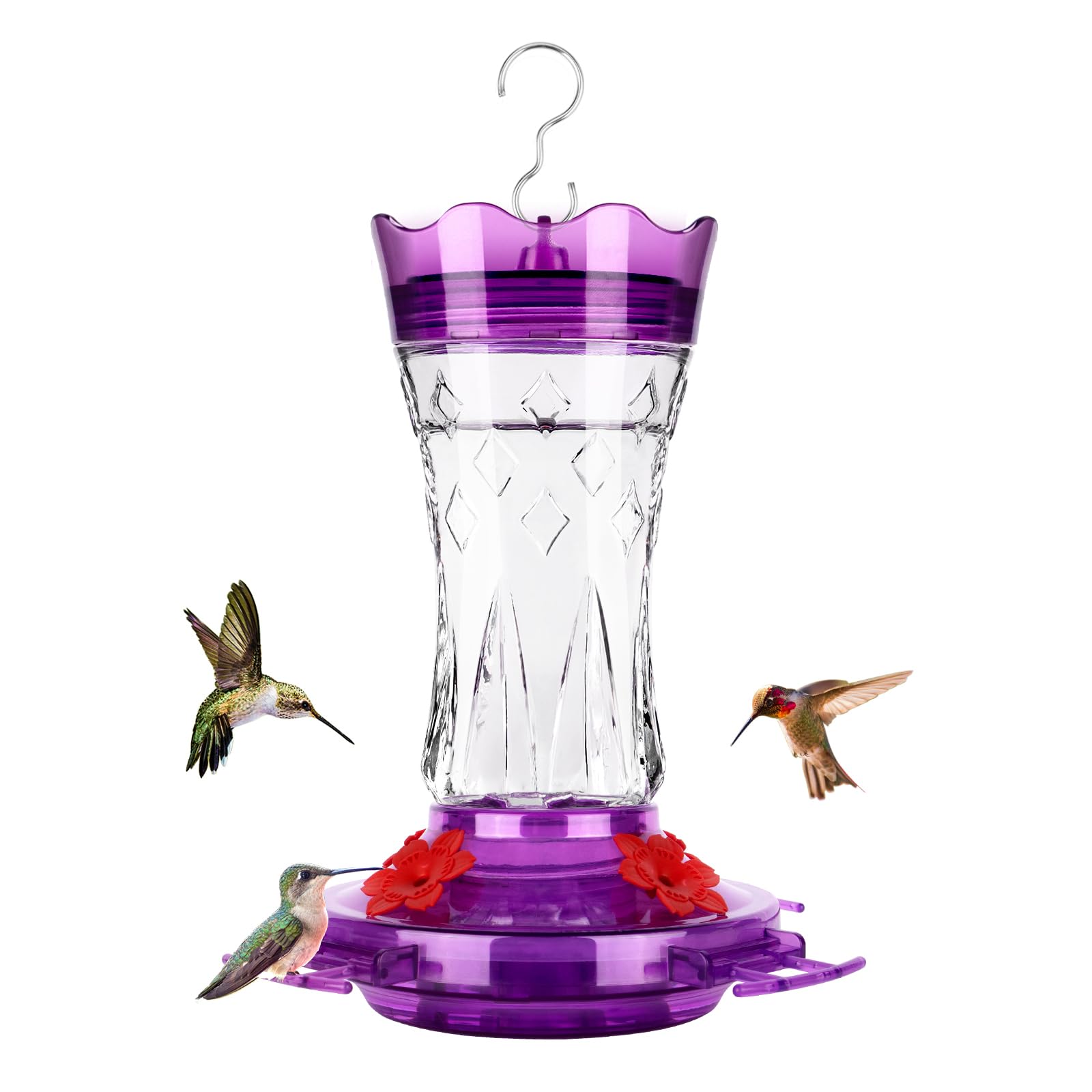 Photo 1 of ***MISSING PARTS***
BOLITE Glass Hummingbird Feeders for Outdoors Hanging, Built-in Ant Moat, 4 Bee Guard Feeding Ports with Perches, Leak Proof, 15 Ounces, Stars Decor, Purple, Gifts for Women Men, Gifts for Mom Dad