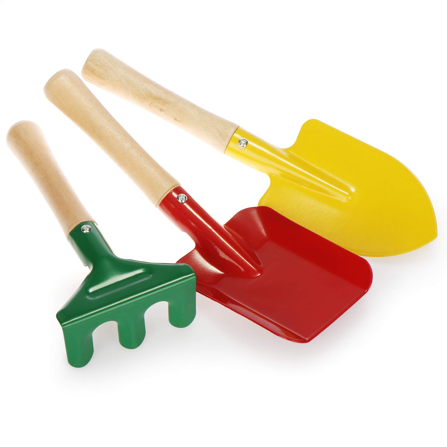 COM-FOUR® 240-teiliges Mini Gartenwerkzeug Set - Großpack Harke, Schaufel und Spaten aus robustem Metall und Holz - perfekt für Gartenarbeit, Balkon, Terrasse und Beetpflege (Set 5 - Big)