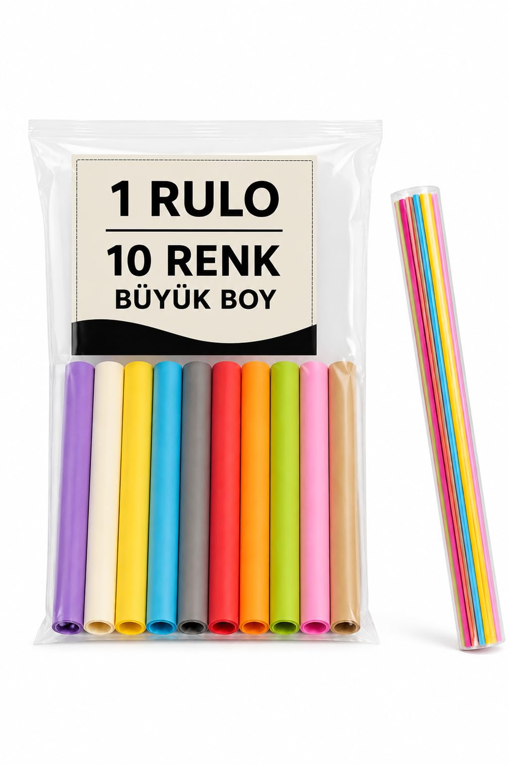 Nistabolje Renkli 50X70 cm Fon Kartonu 10 Renk 1 Rulo Büyük Boy, Nistabolje