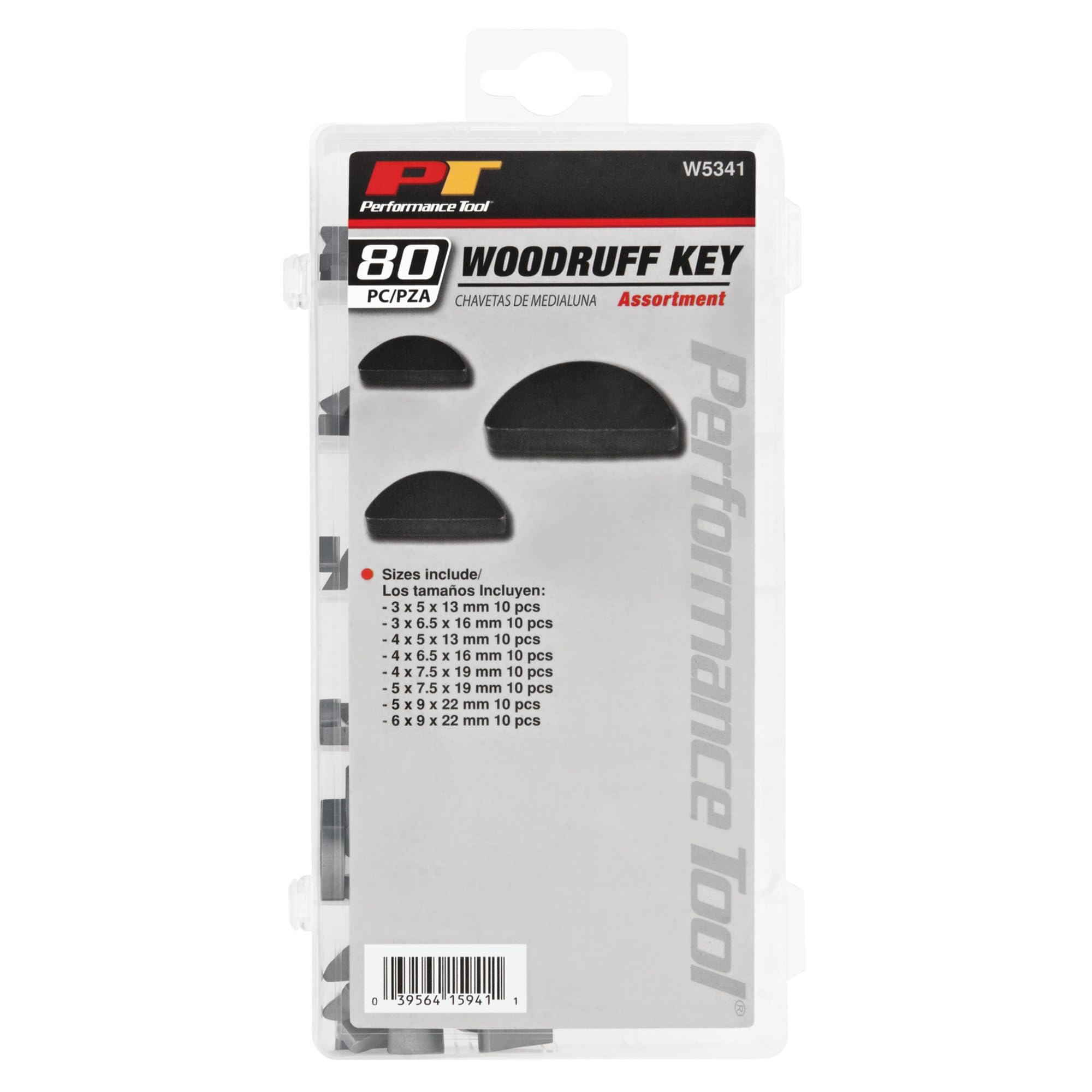 Performance Tool W5341 – 80-teiliges Woodruff Schlüssel-Sortiment, Metrisch, Im Praktischen Kunststoffkoffer