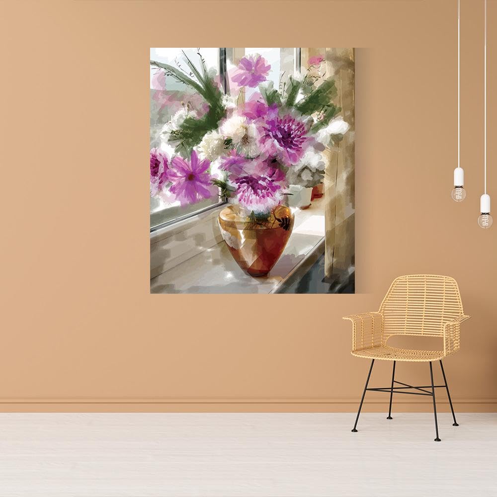Wakefit Wall Painting, Graceful Petals Canvas Wall Art, Wooden Framed Flower in Vase,Painting for Wall decoration, Wall Painting for Living Room, Modern Home Decor, Set of 1, (10x12 Inch)