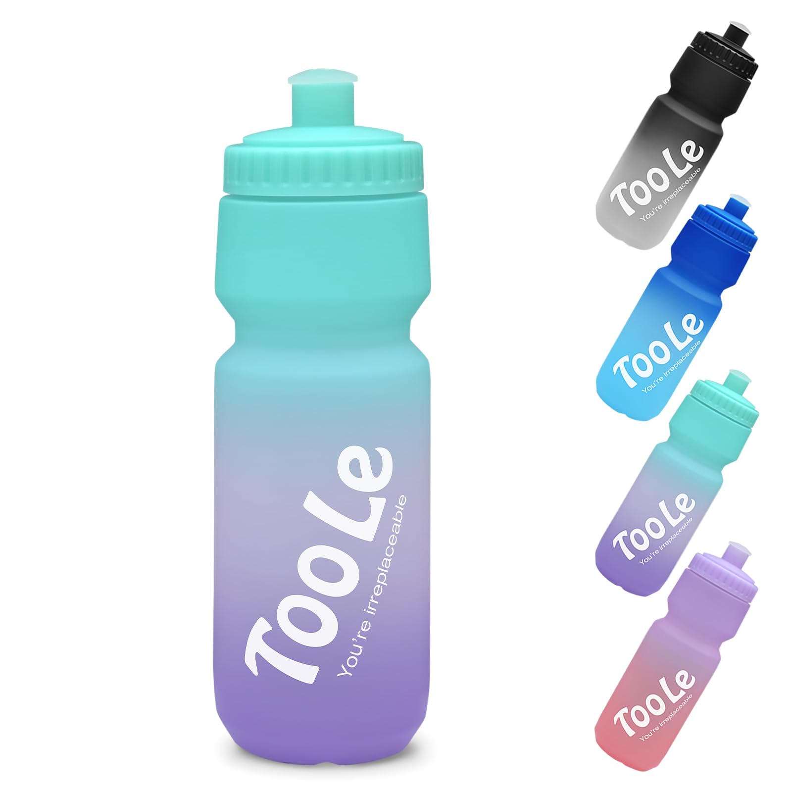 TooLe 24oz Bike Squeeze Water Bottle - BPA Free, Leakproof with Pull Top Lid - Easy Squeeze Reusable Sports Water Bottle for Cycling, Running, Hiking, Fitness, Gym, School