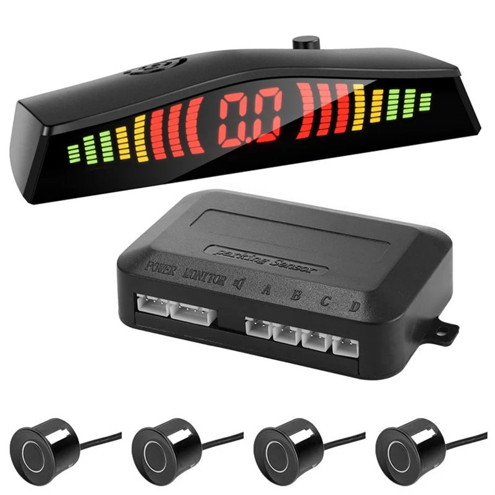 Radar De Recul Parktronic Détecteur Voiture Affichage LED Automatique Capteur Stationnement Aide Inverse Moniteur Radar Secours Détecteur Voiture Stationnement Capteur de stationnement(Le noir)