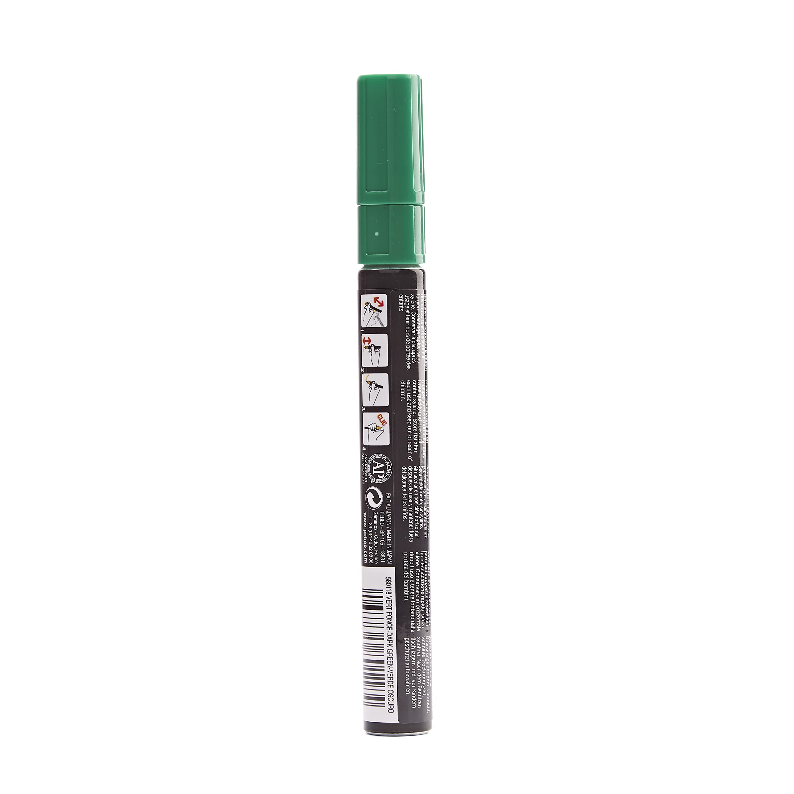 Pebeo 4 Pennarelli Artistici Metallizzati - Colore Nero, Punta Fine, Per Vetro, Tela, Legno E Plastica