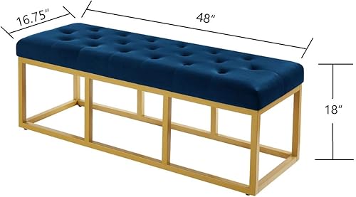 Miniatura 42 de 24 KF – Cabecero tapizado, copetudo, con relleno y botones y banco largo acolchado Marfil/Negro-48 Pulgadas,Negro/Dorado - 48