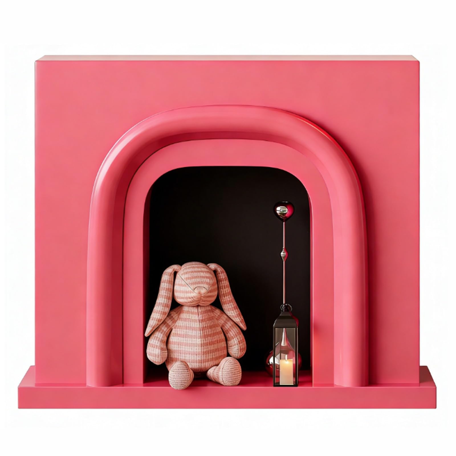 Mantels Surrounds Pink Fireplace Mantel Modern Arched Minimalist Decorative Freestanding Decorated Frame