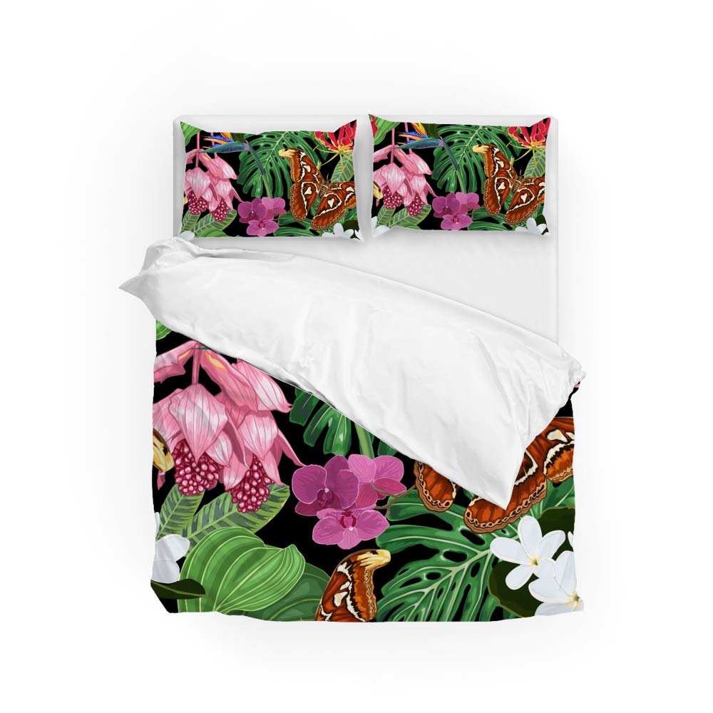Housse de couette papillons et taies d'oreiller en polyester doux CHEHONG