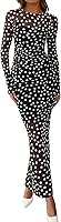 BTFBM Women's 2026 Spring 2-Piece Polka Dot Long Sleeve Bodycon Mesh Dress with Slip Dress - Sexy Club Wedding Outfit
