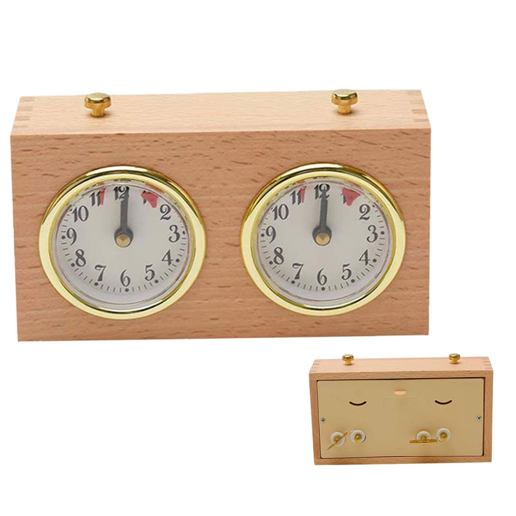 Monetais Chess Timer Chess Clock Wooden Analog Game Mechanical Timer Count Up Down for Competition, Clock