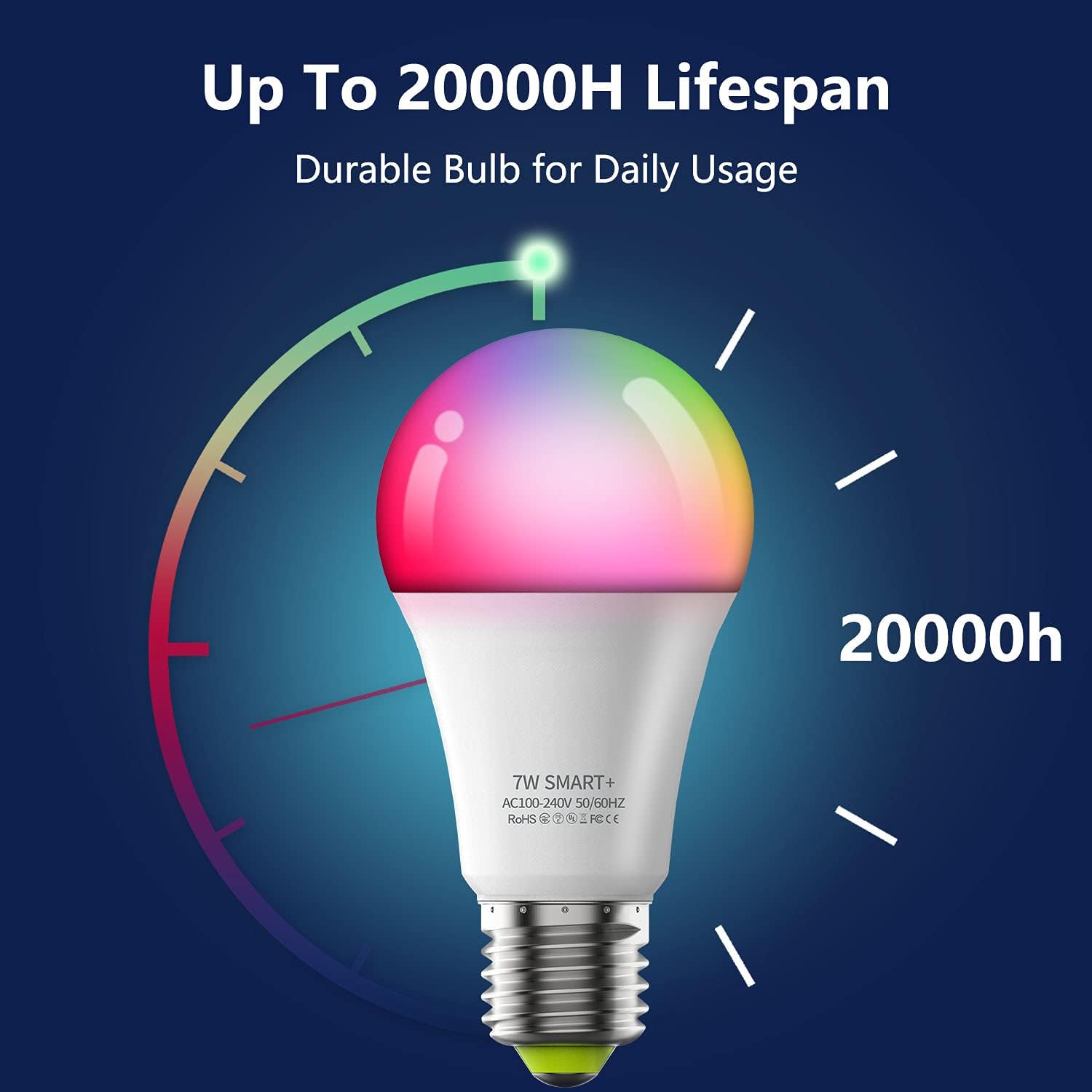 80% Off Discount Zombber Smart Light Bulbs, Music Sync RGB Color Changing Light Bulb A19 7W 60W Equivalent, Multicolor Decorative No Hub Required WiFi LED Bulb, Work with Alexa Google Home Echo for Party Home(2 Pack)