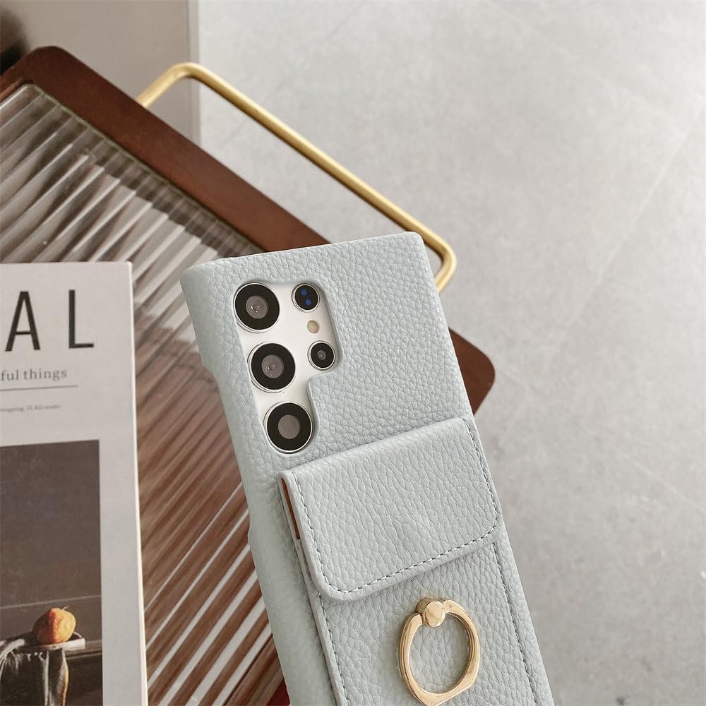 Funda con Soporte de Anillo para Samsung Galaxy S23 S22 S21 S20 FE Plus Note 20 Ultra A54 A34 5G Funda de Cuero con cordón y Tarjetero Cruzado, marrón, para Galaxy A53 5G
