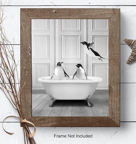 Miniatura 8 de Cute Penguin Bathroom Wall Art LARGE 11x14 - Funny Black Bathroom Decor - Unique Bathroom Wall Decor - Guest Bathroom Art - Powder room Wall Art -