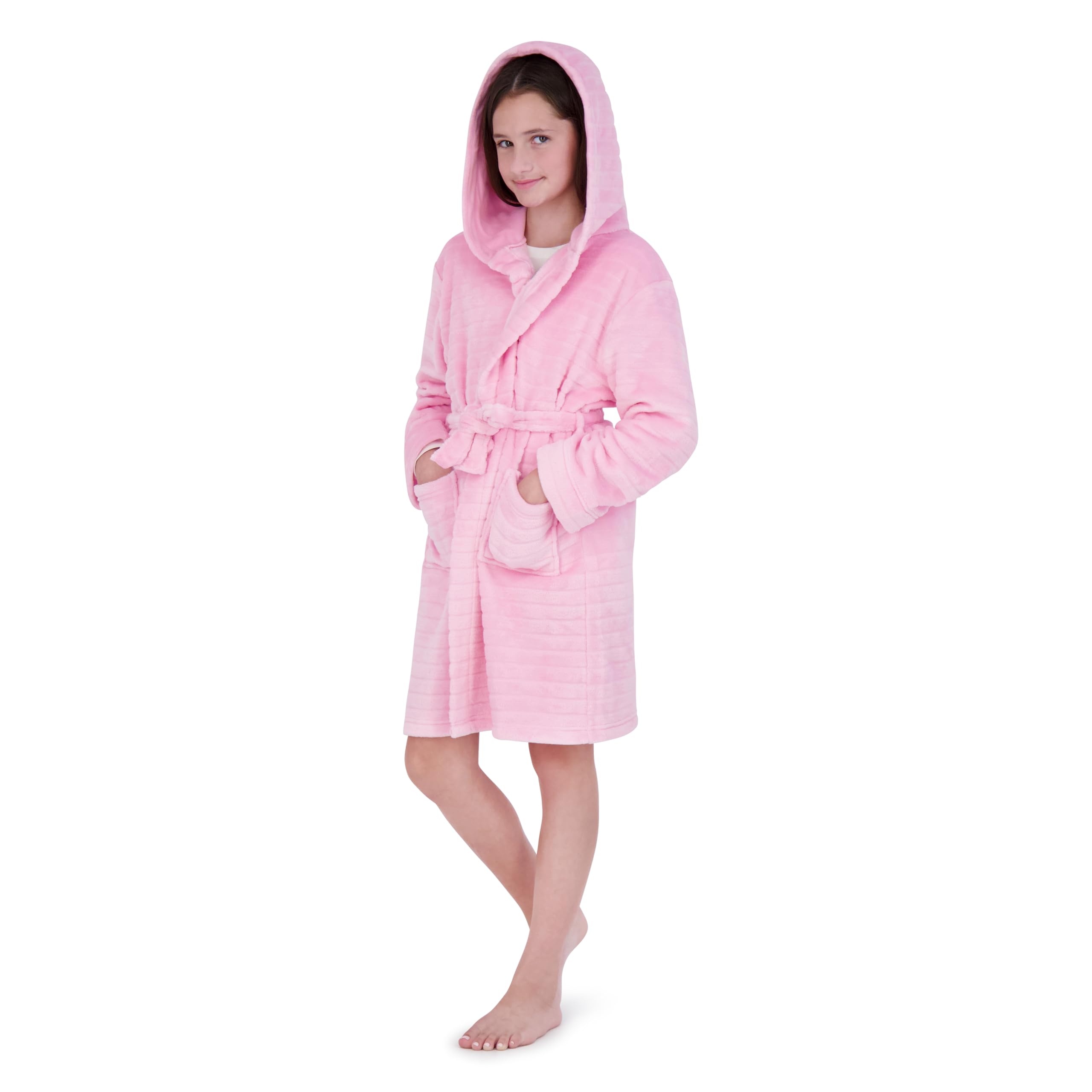US AngelsPlush Robe For Girls- Plush Winter PJ Robe With Pockets, Hoodie & Belt- Ultra-Soft Bathrobe