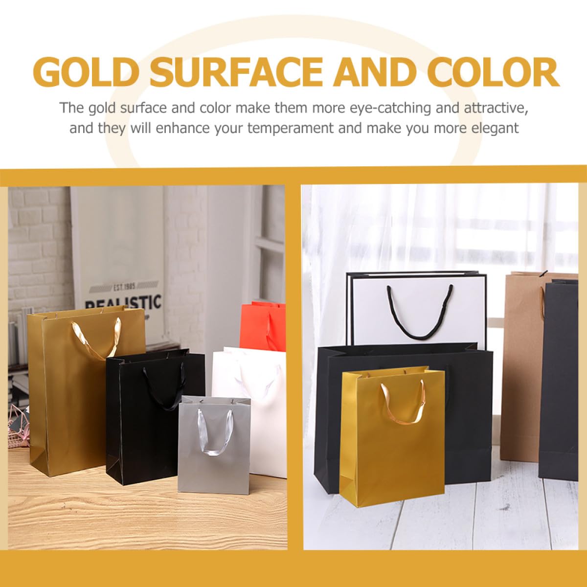 UPKOCH 12 Stück Teiliges Geschenk Papiertüten Gold Handliche Verpackungstaschen mit Griffen für Süßigkeiten Geburtstag Party Festliche Geschenkverpackung und Aufbewahrung