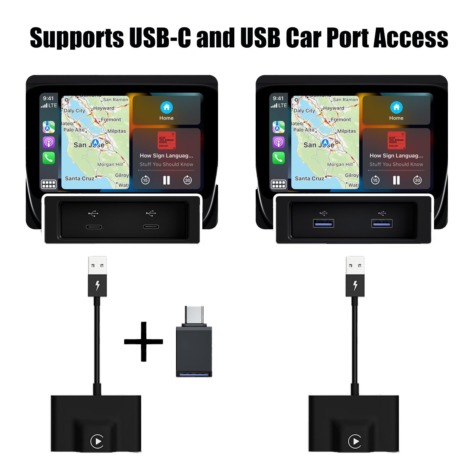 Adattatore wireless CarPlay, compatibile con Apple CarPlay, adattatore wireless UK, dongle Bluetooth Car Play per auto cablato di fabbrica, per auto dal 2015 iPhone 6 e superiori iOS 10 e superiori