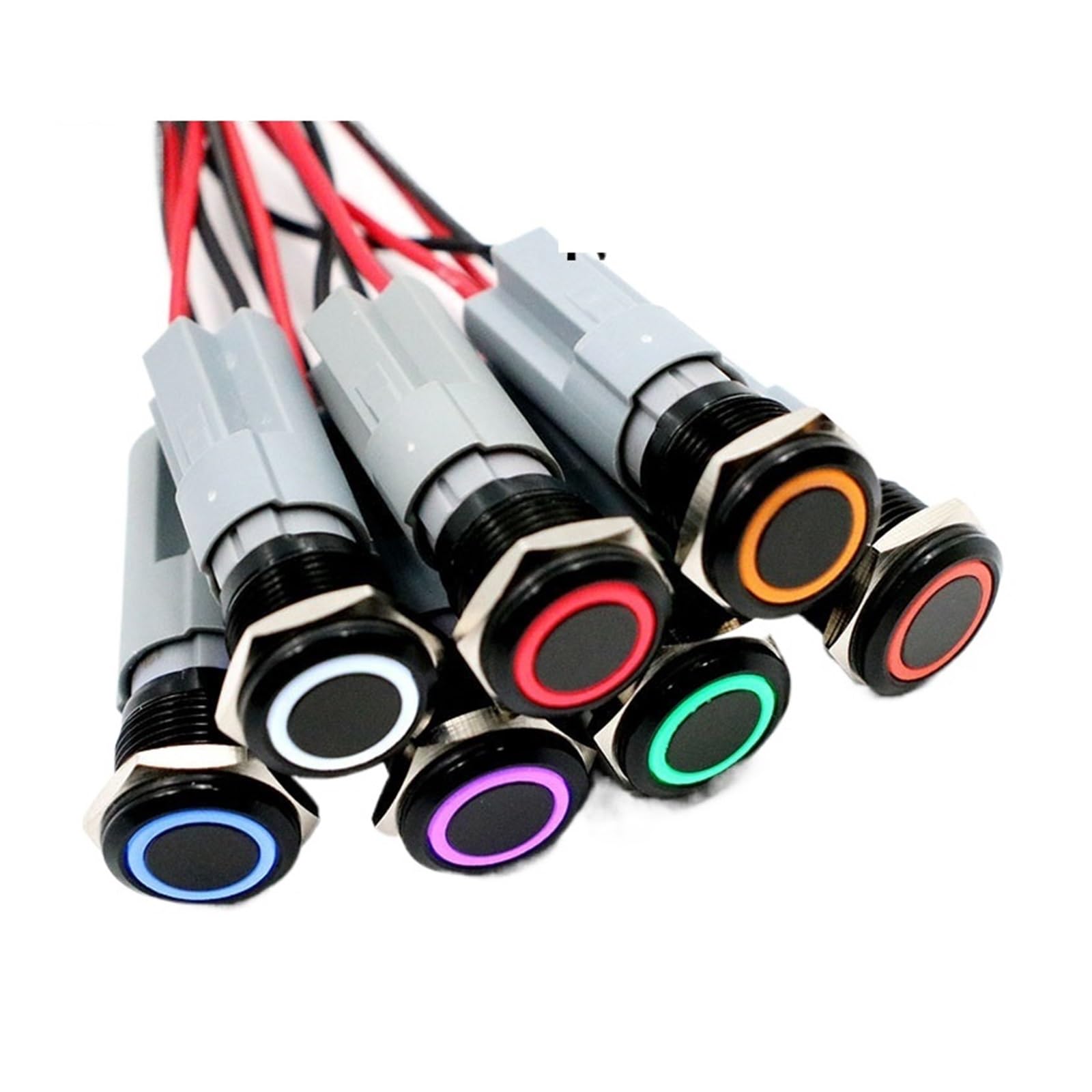 Bouton métallique 16mm LED jaune 6V, interrupteur de précision en alumine noire de qualité