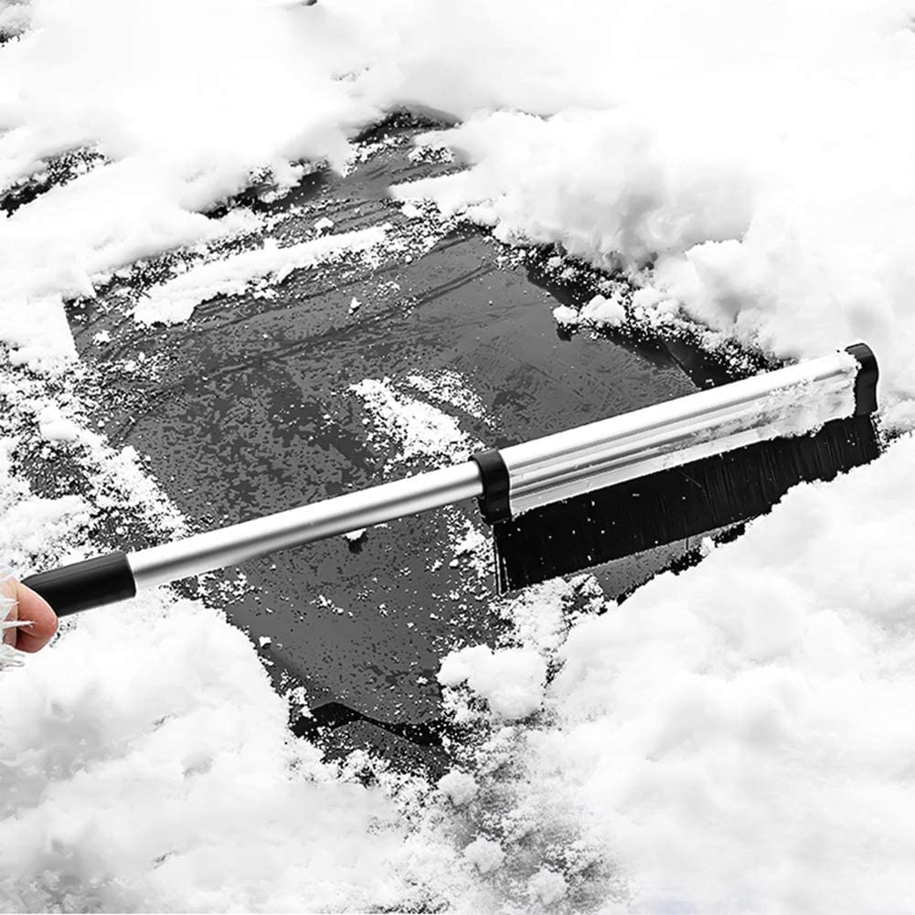 XMING Raspador de Hielo de Nieve Flexible de vehículos de automóvil, Cepillo de Nieve, Sweep Pala Herramienta de Limpieza de Nieve, con Cepillo de Nylon, for automóvil eléctrico, Bicicletas