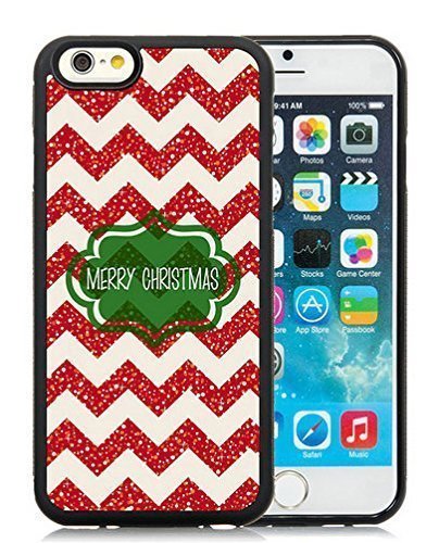 Coque iPhone 6 Plus protection rigide noire 5.5 pouces motif Merry Christmas chevron