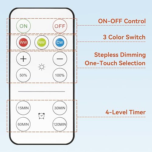 Miniatura 6 de Neporal MagicGlow - Bombillas recargables con control remoto, 3 cambios de tono + bombillas regulables alimentadas por batería, recargable por USB,