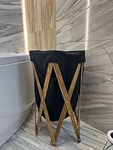 سلة غسيل كبيرة سعة 80 لتر بنمط اوروبي مع حامل خشبي قابل للطي (بني)