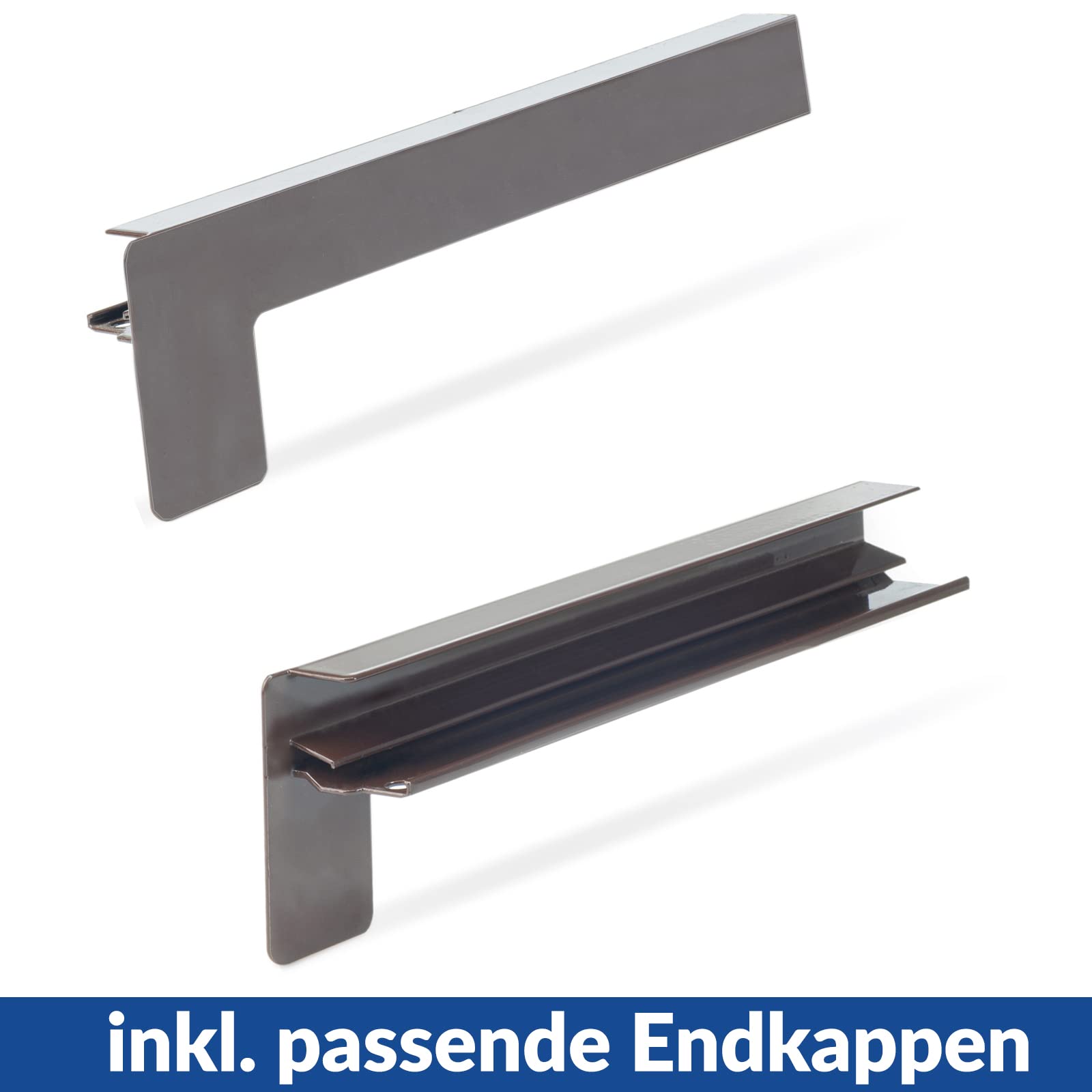Davanzale in alluminio + verniciato a polvere | 190 cm | bronzo RAL 8017 | profondità 15 cm | resistente alle intemperie | con tappi in alluminio | davanzale esterno per finestre