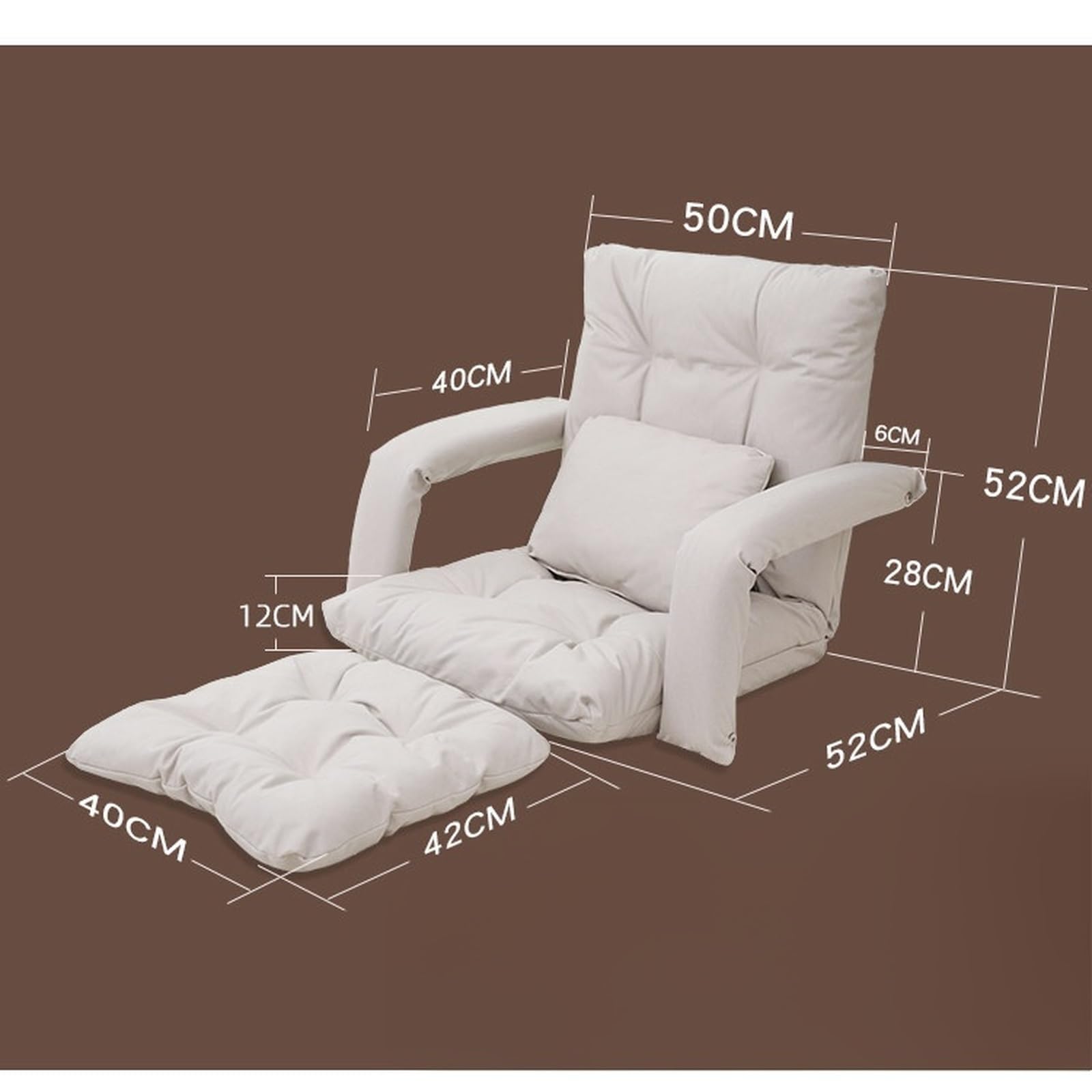 Kleines Sofa Lazy Sofa for Schlafen und Liegen, einzelner Tatami-Bodensitz mit Bettrückenlehne Einzelsofa(Weiß)