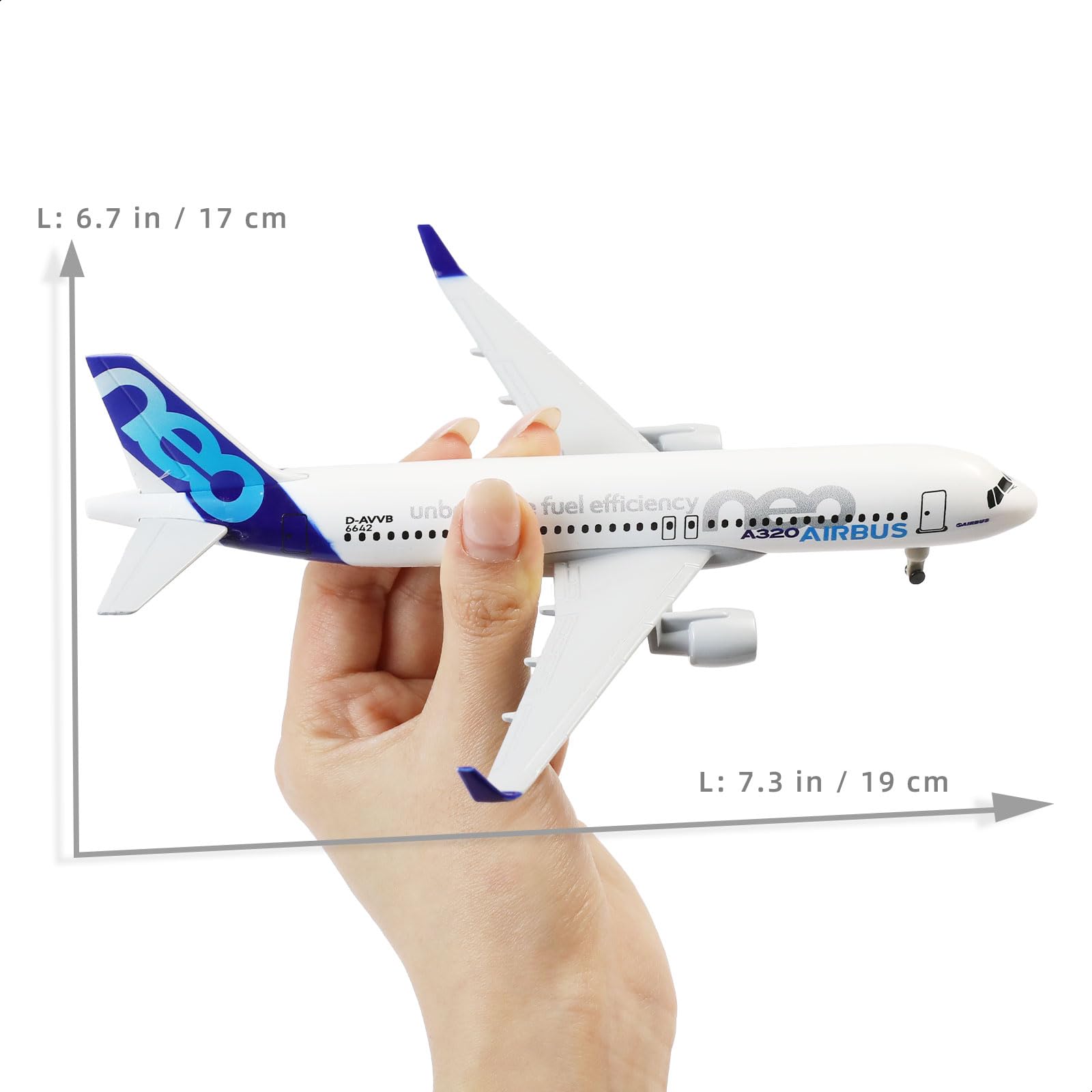 Modelo De Avión Airbus A320 A Escala 1/200 - Fundido A Presión Con Soporte - Regalo Creativo Para Coleccionistas Y Adultos (14 Pulgadas)